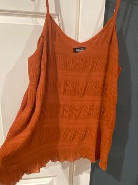 Burnt Orange Textured Spaghetti-Strap Camisole (fits like a L/XL)